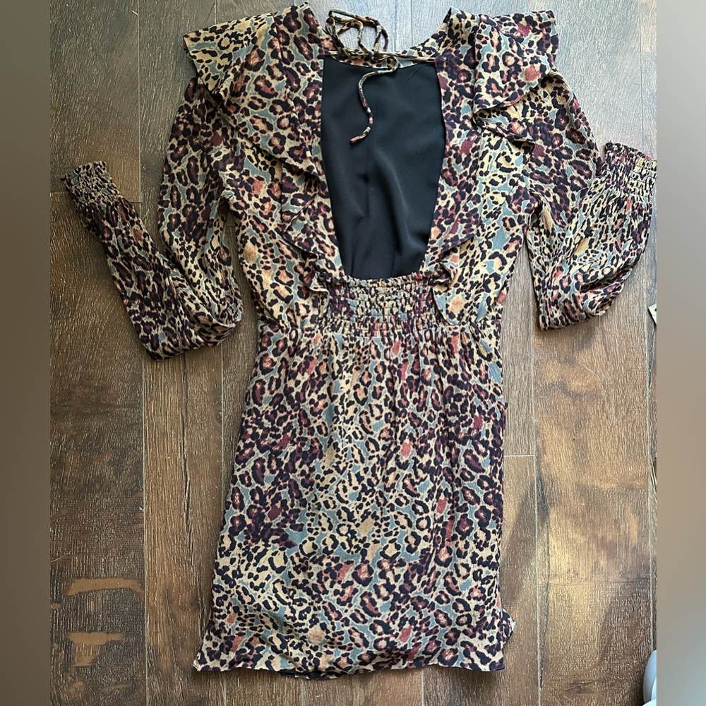 AllSaints Elodie halftone dress in burgundy - Picture 9 of 10